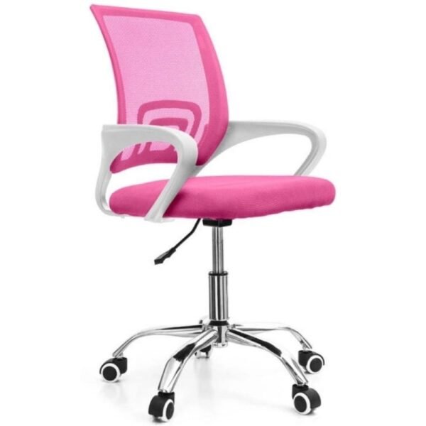 Cadeira de Escritório Secretária Base Cromada com Rodinha Fortt Lisboa Rosa - CSF02-R