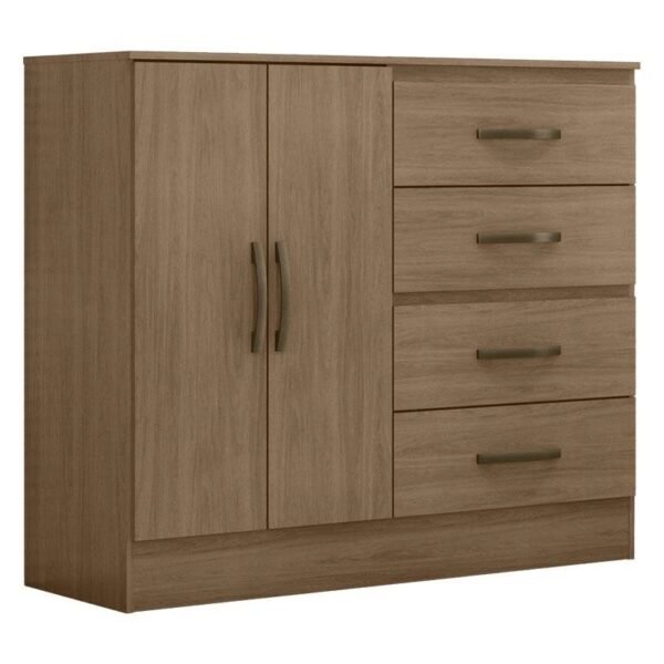 Comoda Lite 4 Gavetas 2 Portas Carvalho Oak - Móveis Leão