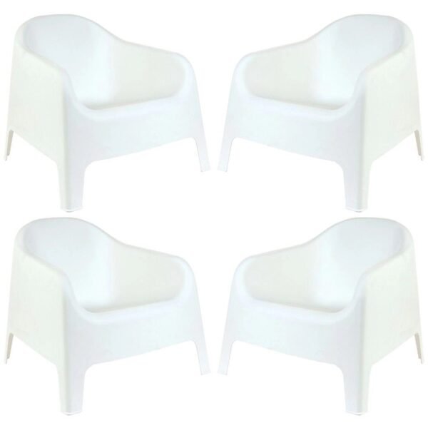 Conjunto 4 Poltronas Brancas para Jardim GardenLife Skarpo