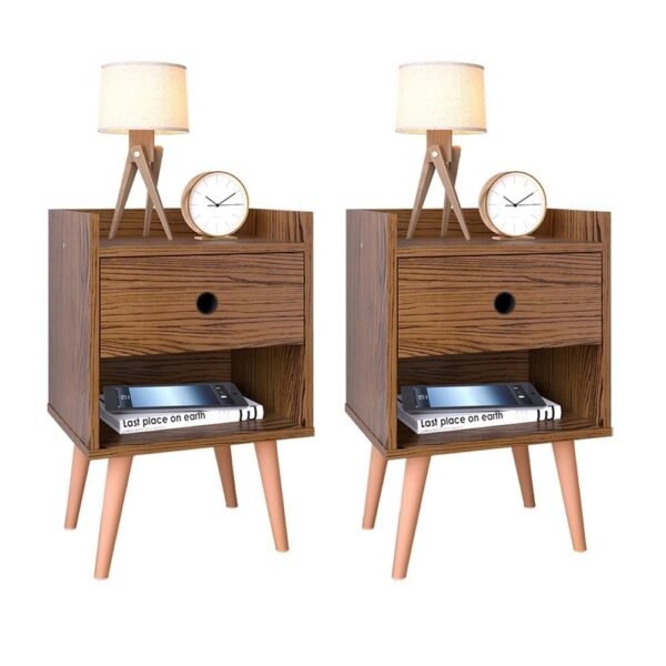 Conjunto Kit 2 Mesas de cabeceira Pequena Retrô Mesinha Quarto Decore com Gaveta - Freijó -Lojas rpm