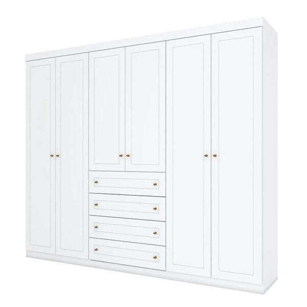 Guarda Roupa Casal Americano 6 Portas Branco hp – Henn