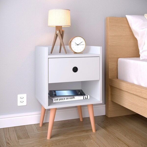 Mesa de cabeceira Retrô Decore 1 Gaveta - Branco - rpm Móveis